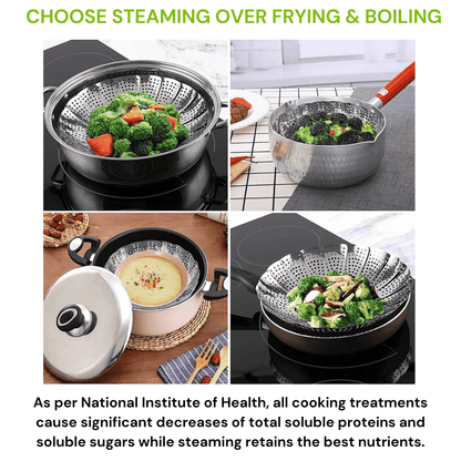 Stainless Steel Folding Steamer Basket | Eat healthy food with ease